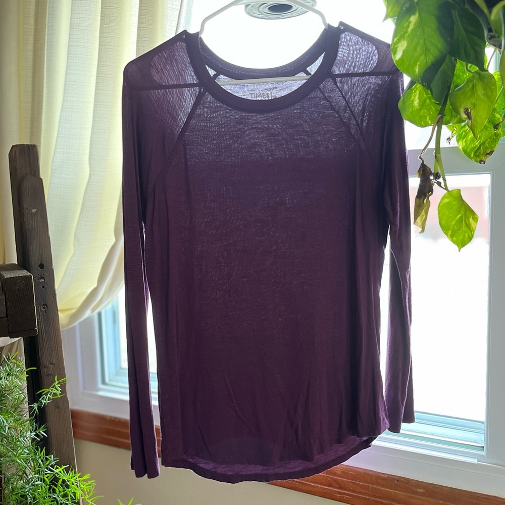 Purple Time and Tru athletic style long sleeve shirt